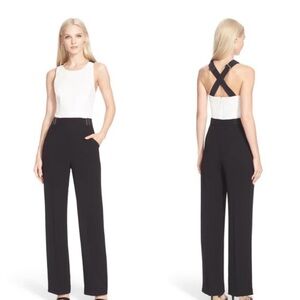 Ted Baker white and black Cross-Back Jumpsuit